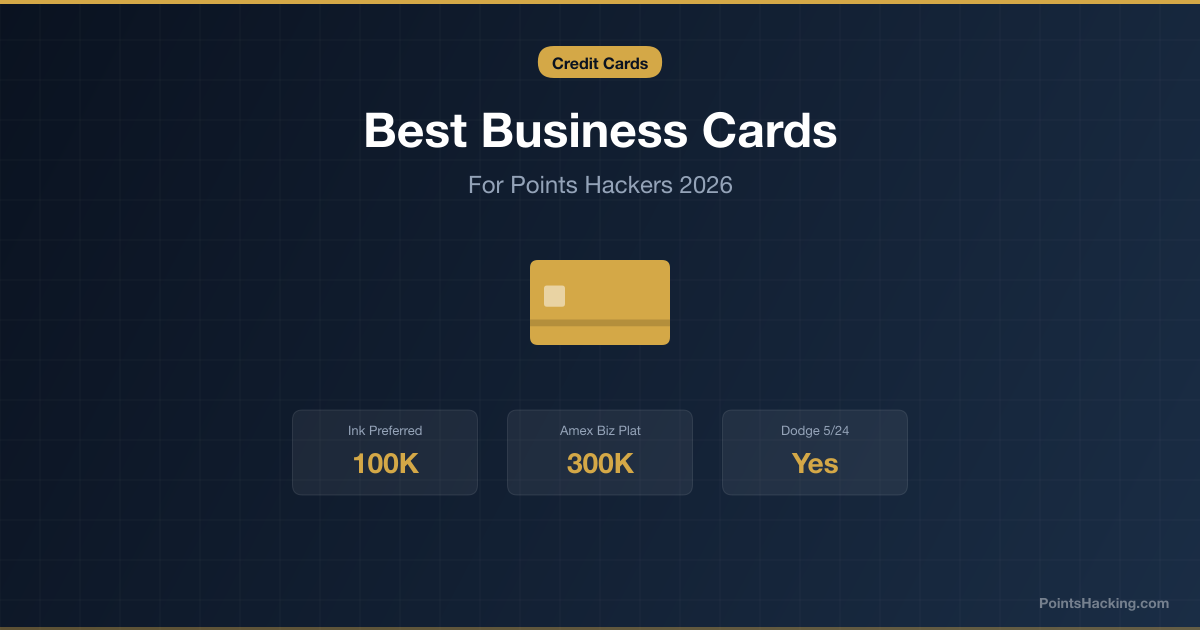 Best business credit cards for points hackers in 2026 showing Chase Ink, Amex Business Gold, and Capital One Spark